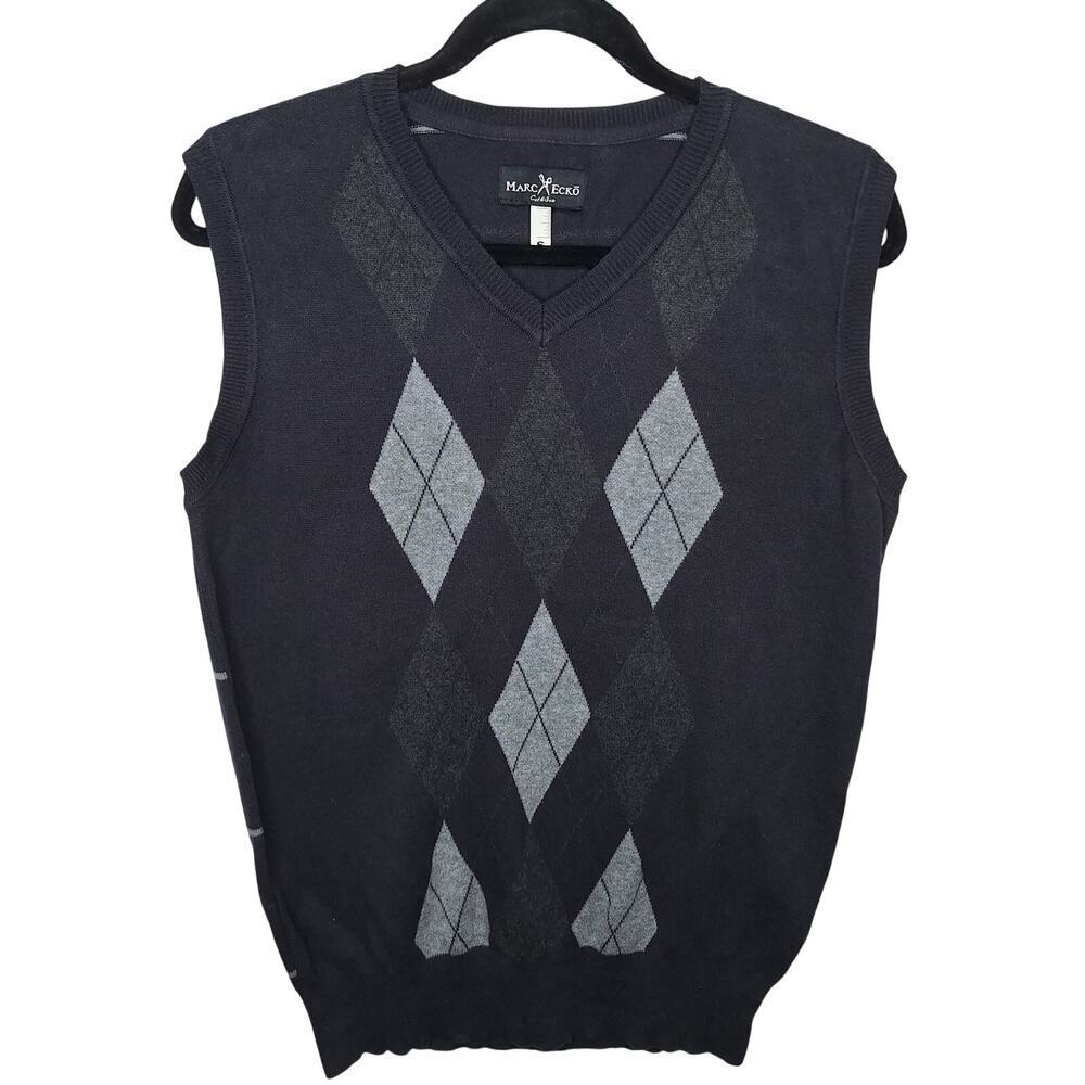 Marc Ecko Y2K Cut and Sew Argyle Sweater Vest Men's Small Preppy Academia Dapper